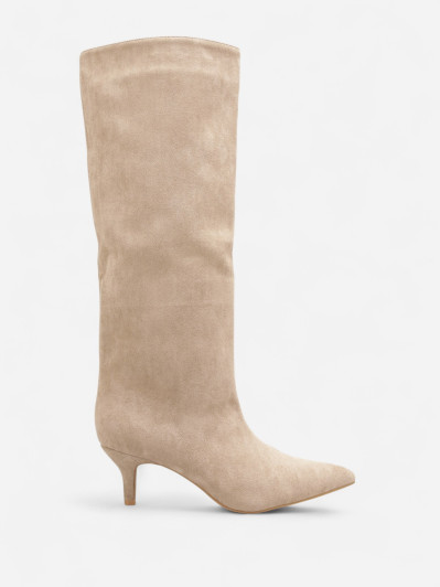 Bottes en suédine kitten heels taupe