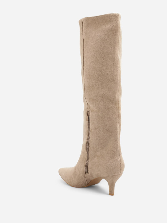 Bottes en suédine kitten heels taupe