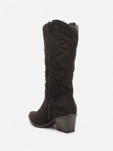 Santiags mi-hautes à motifs en relief noires