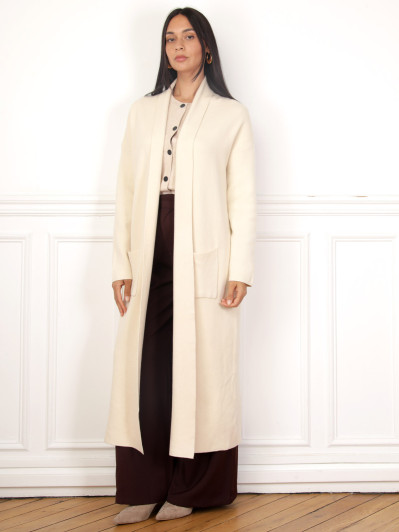 Gilet long à poches beige