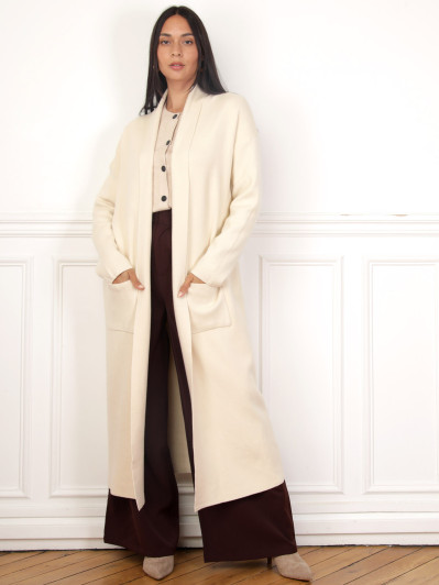 Gilet long à poches beige