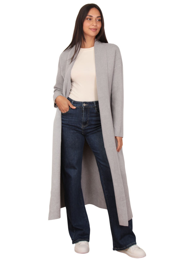 Gilet long à poches gris