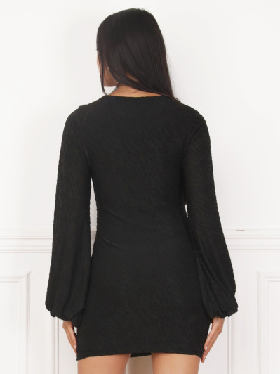 Robe de soirée noire à motif en relief