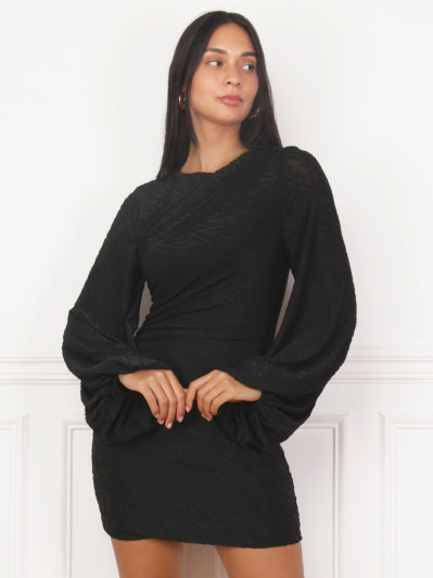 Robe de soirée noire à motif en relief