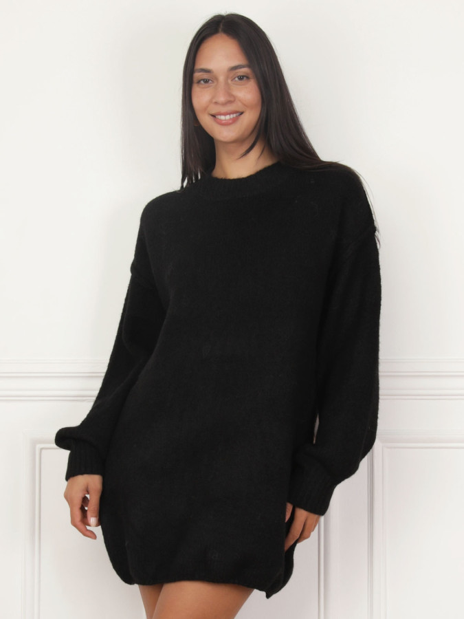 Robe pull noire ample à coutures apparentes