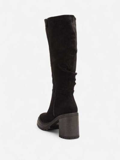 Bottes plissées en suédine et à plateforme noires