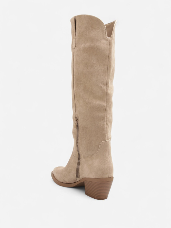 Bottes santiags en suédine taupe