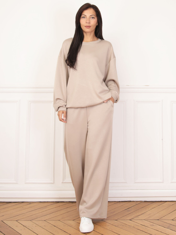 Pantalon droit style jogging taupe