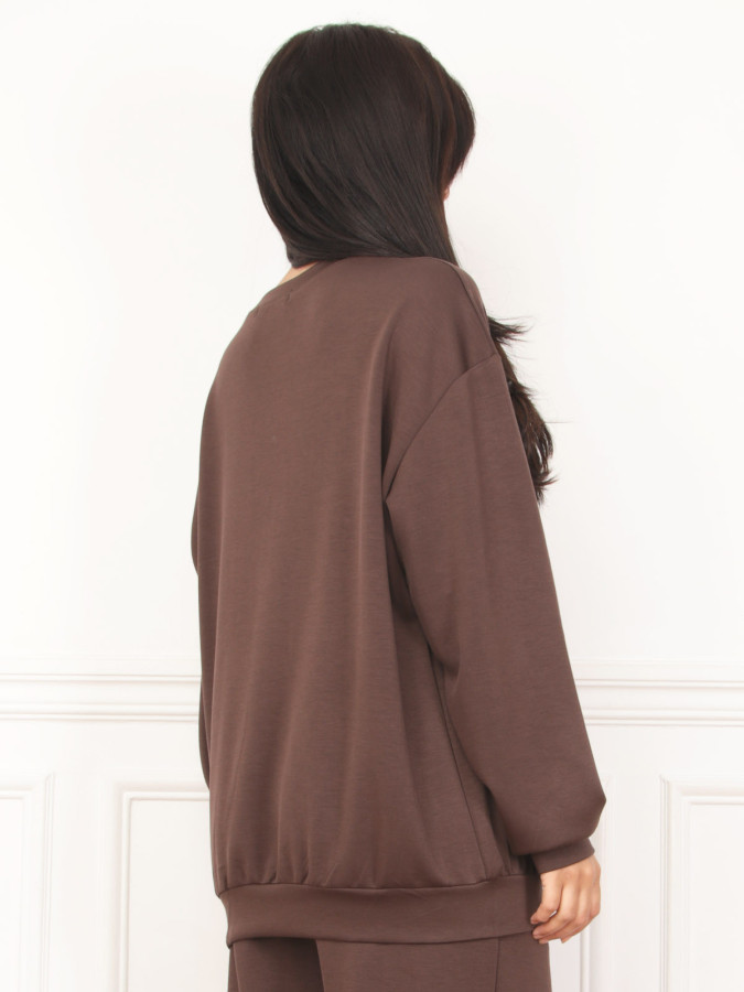 Sweat basique oversize marron