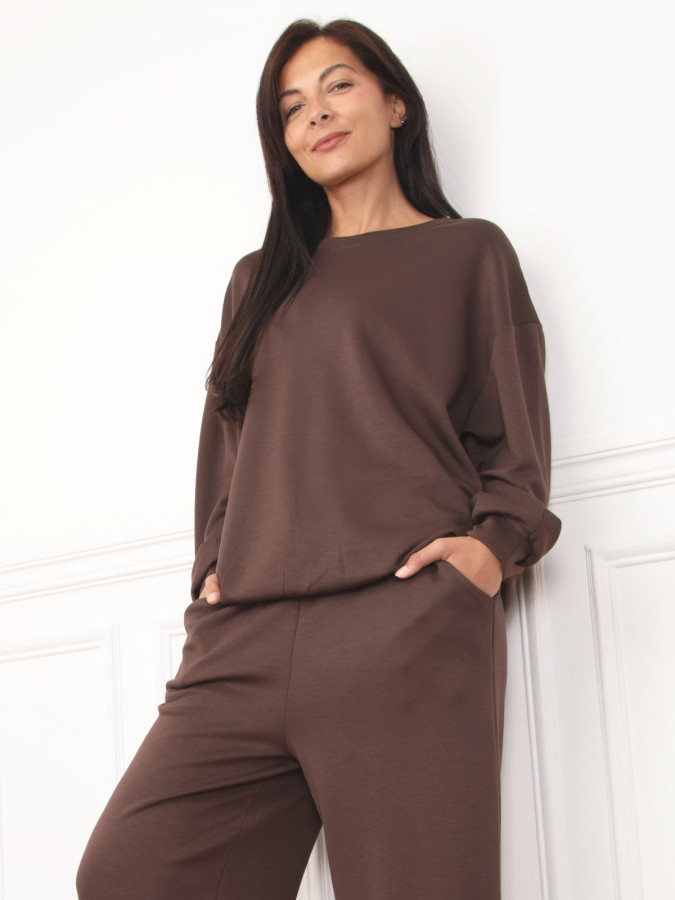Sweat basique oversize marron