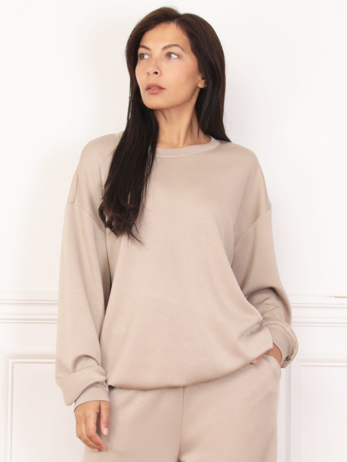 Sweat basique oversize taupe
