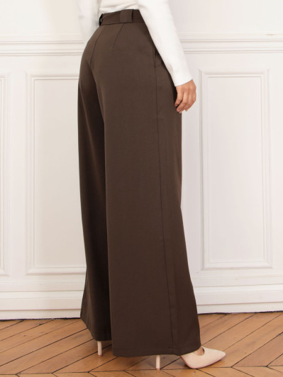 Pantalon de costume large à pinces marron
