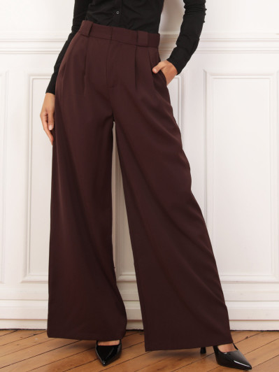 Pantalon de costume large à pinces bordeaux