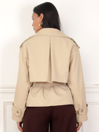 Trench court ceinturé beige