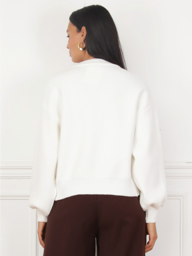 Cardigan blanc avec boutons fleurs