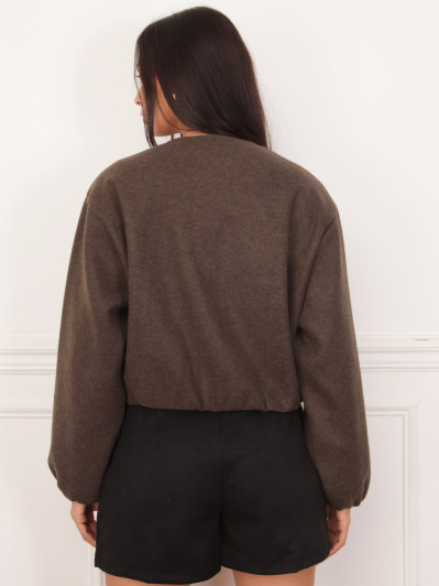 Veste bomber marron à fermeture zippée