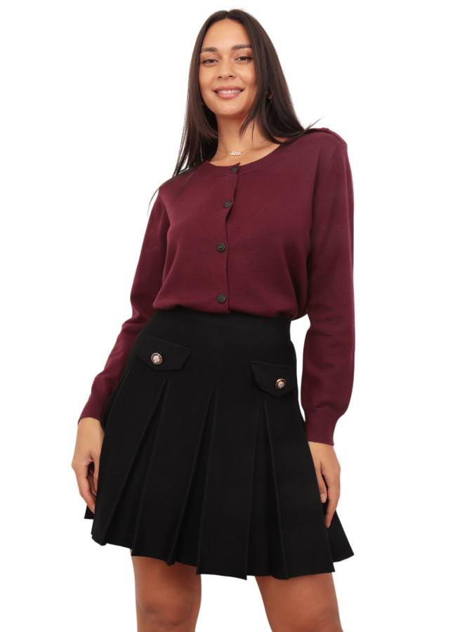 Cardigan fin bordeaux avec pattes de boutonnage