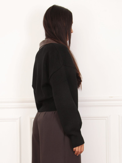 Gilet zippé noir à col simili