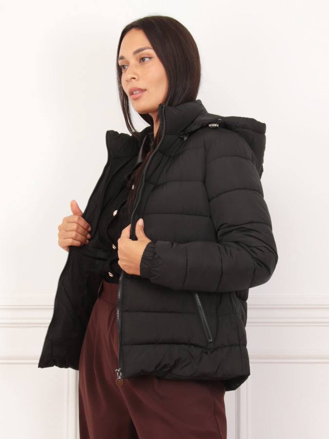 Doudoune courte matelassée noire