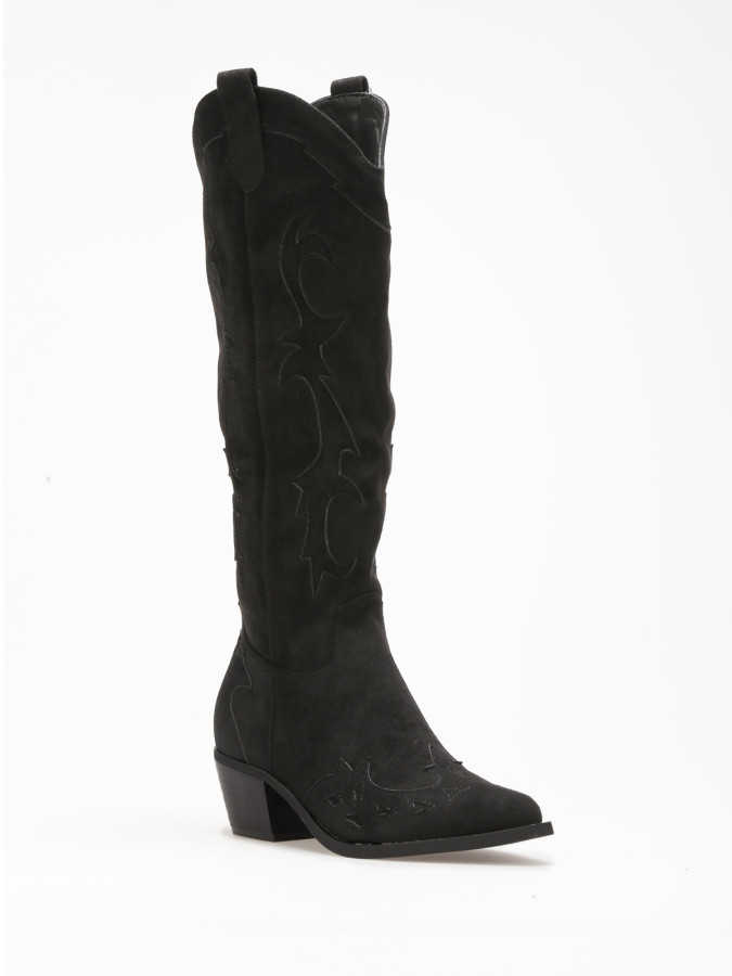 Santiags style cowboy à motifs en relief