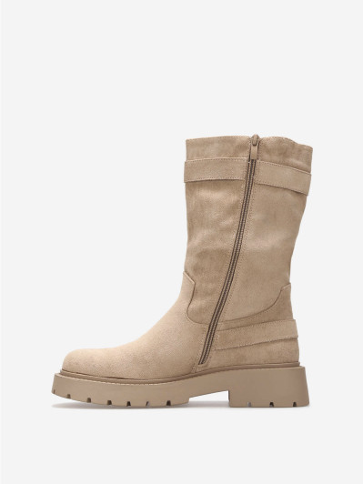 Bottines motard femme en suédine taupe – Style rock chic