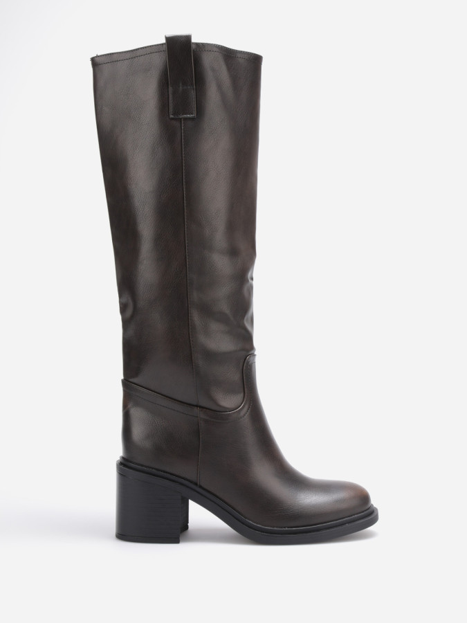 Bottes style cavalières à talon moyen