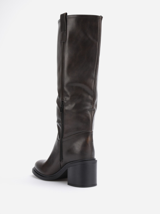 Bottes style cavalières à talon moyen