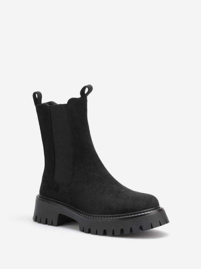 Bottines noire Chelsea haute en suédine