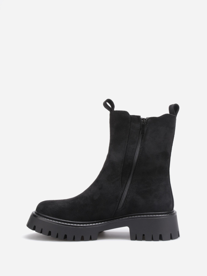 Bottines noire Chelsea haute en suédine