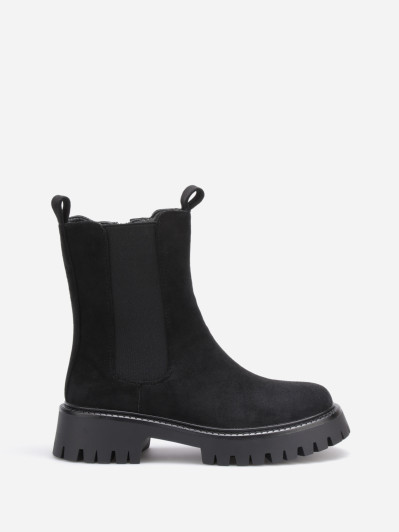 Bottines noire Chelsea haute en suédine