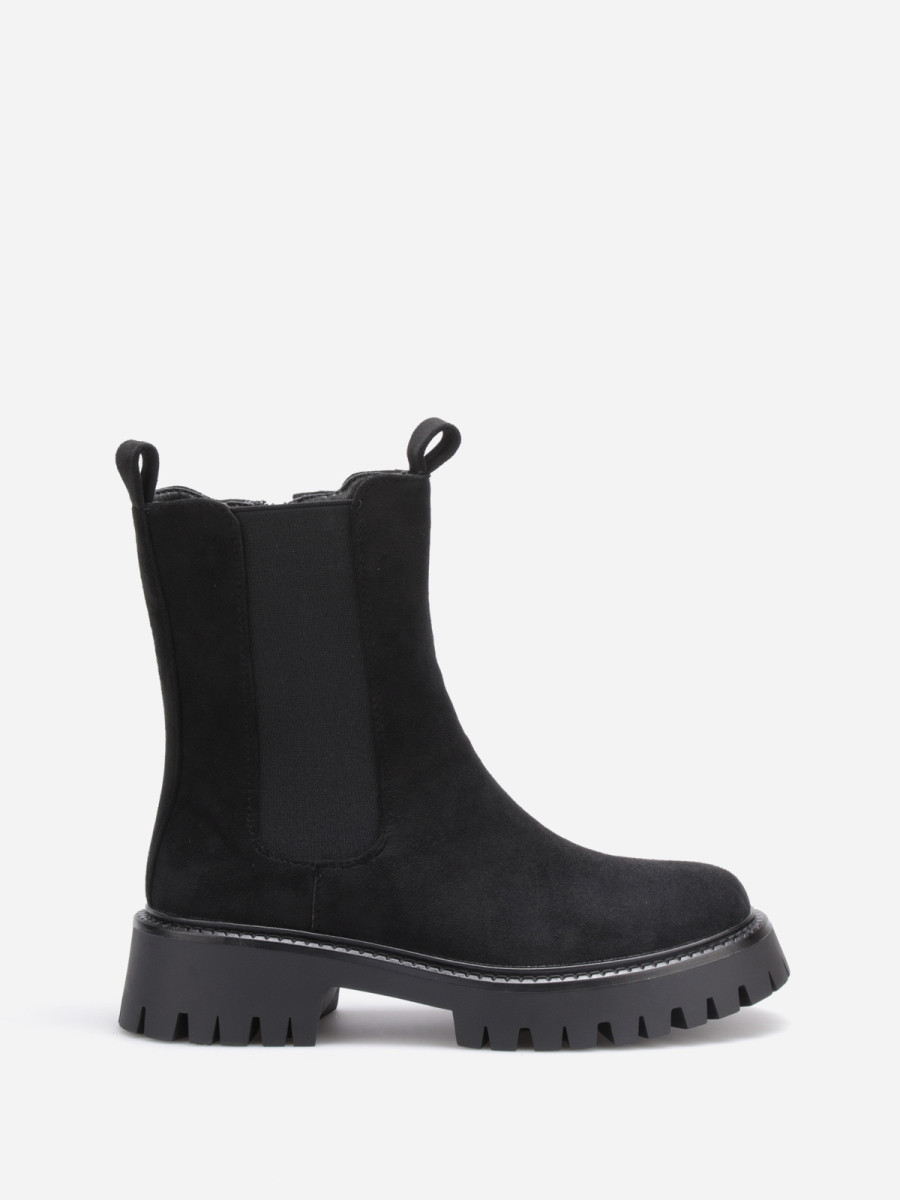 Bottines noire Chelsea haute en suédine