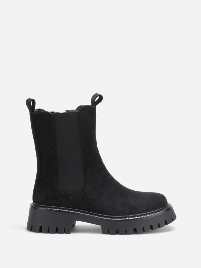 Bottines noire Chelsea haute en suédine