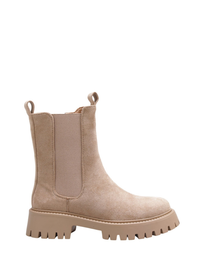 Bottines taupe Chelsea haute en suédine