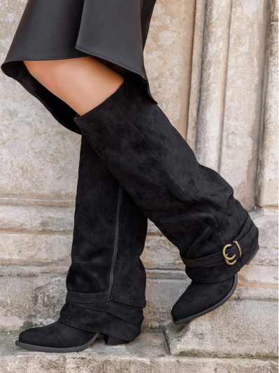 Bottes western à fourreau souple avec sangles noires