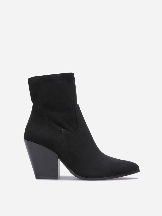 Bottines pointues avec talon large