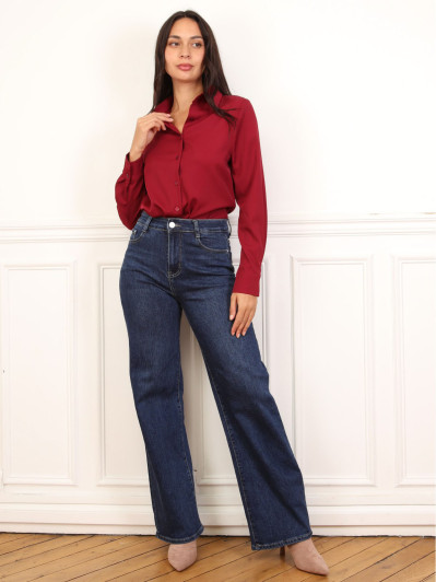 Chemise fluide rouge foncé