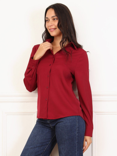 Chemise fluide rouge foncé