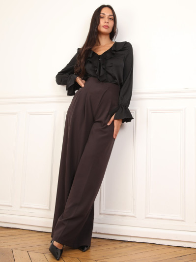 Pantalon à pinces asymétrique