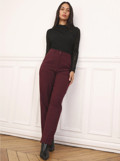 Pantalon de costume droit bordeaux