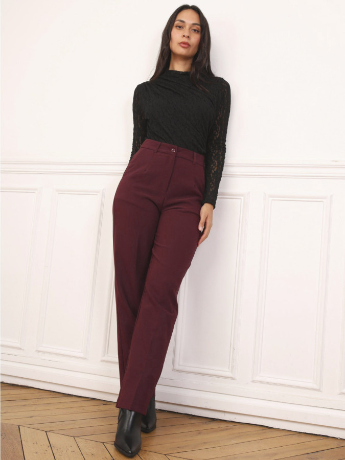 Pantalon de costume droit bordeaux