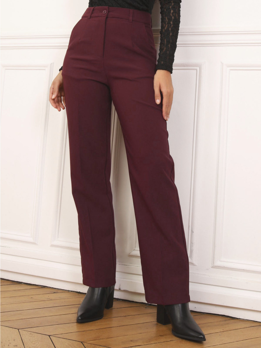 Pantalon de costume droit bordeaux
