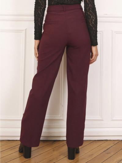 Pantalon de costume droit bordeaux