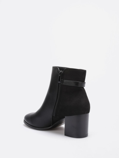 Bottines noires bi-matières avec bijou
