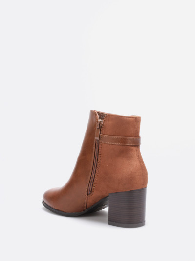 Bottines camel bi-matières avec bijou