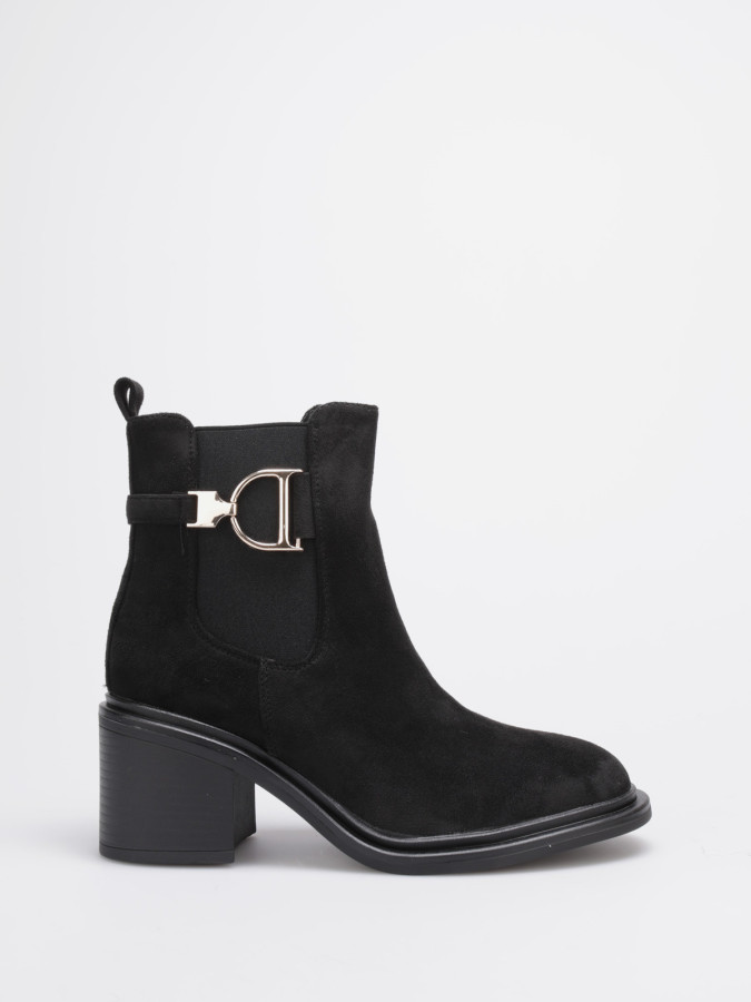 Bottines Chelsea noires en suédine avec boucle métallique