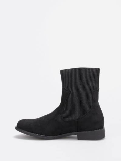 Bottines chaussettes noires en suédine