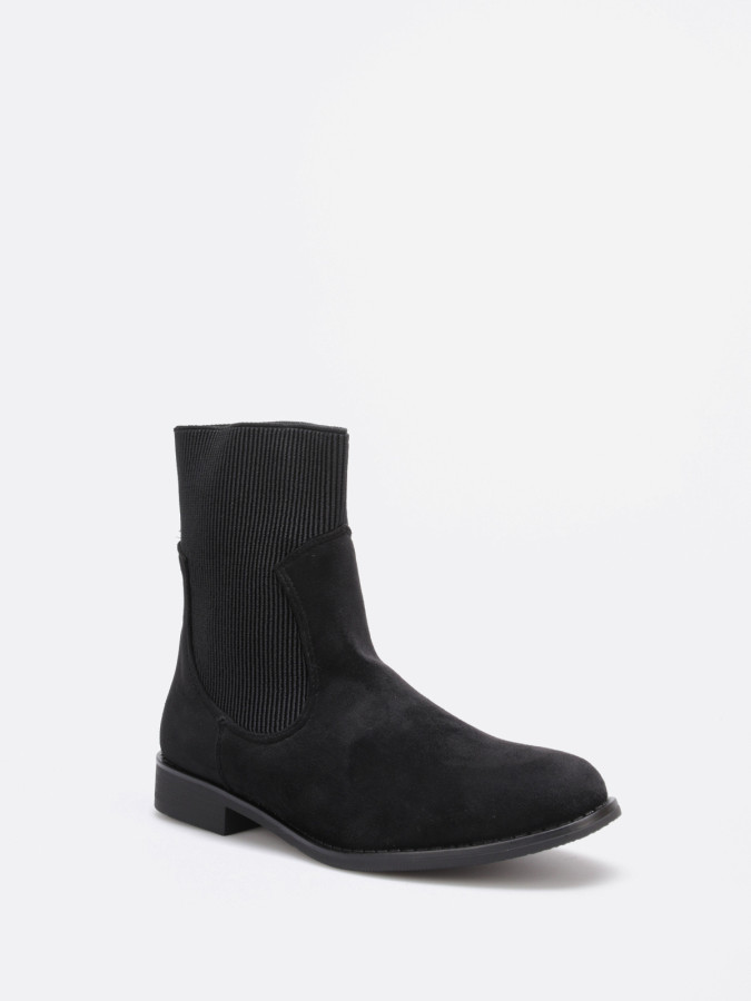 Bottines chaussettes noires en suédine