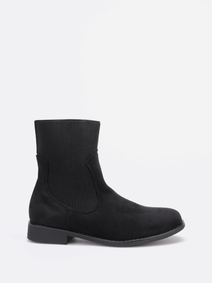 Bottines chaussettes noires en suédine