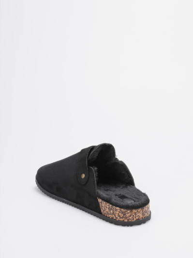 Mules fourrées en suédine noire