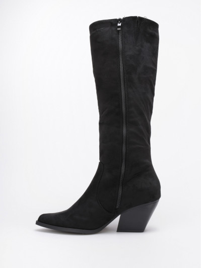 Bottes santiags noires en suédine à strass